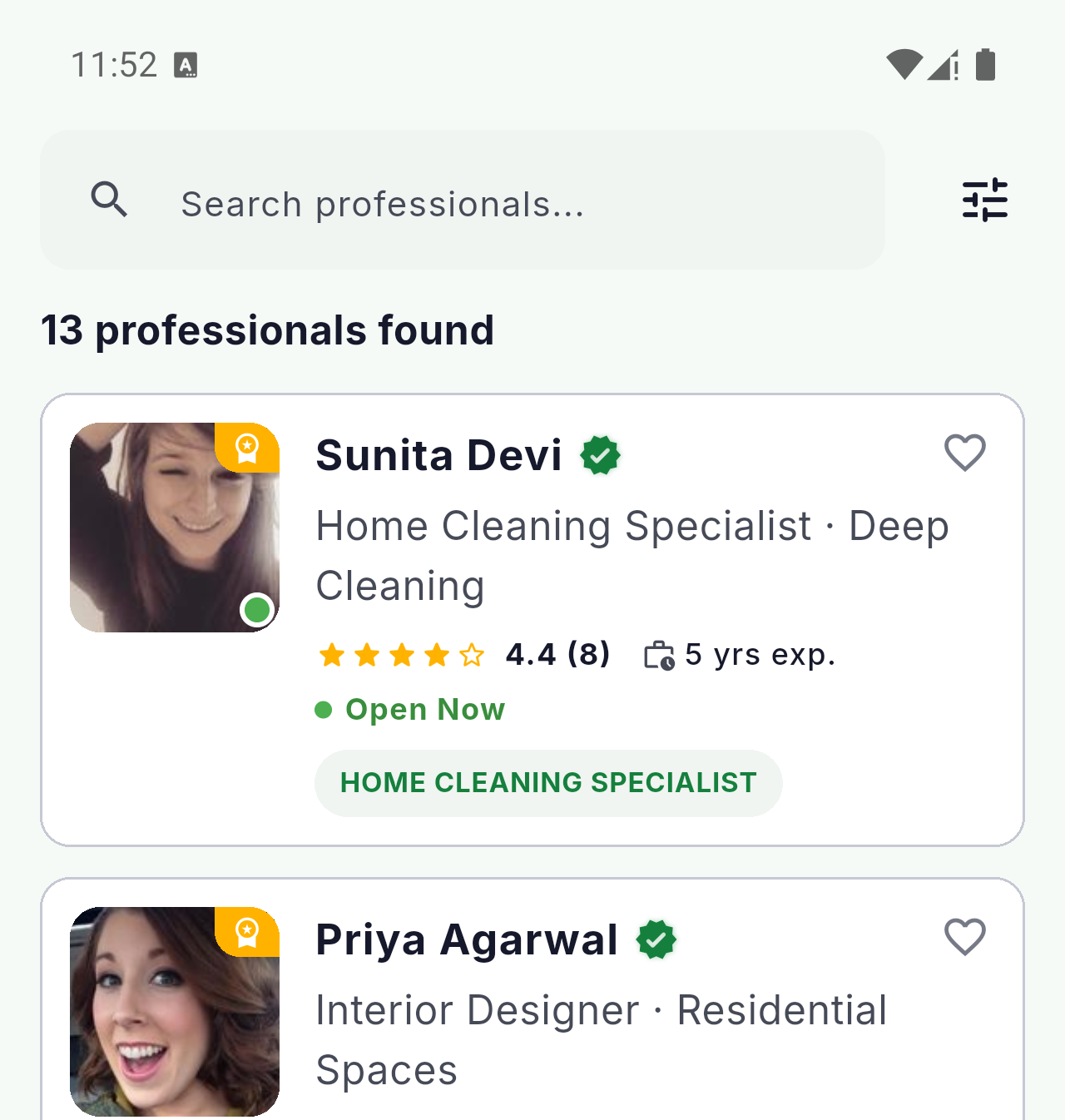 GigsDex search / nearby screen